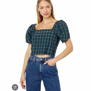 Madewell Plaid Puff Sleeve Hopewell Blouse